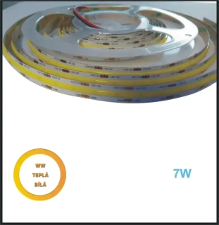 LED PÁSEK 12V, 7W, COB, teplá BÍLÁ- PROFI