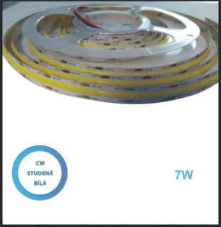 LED PÁSEK 12V, 7W, COB, STUDENÁ BÍLÁ- PROFI