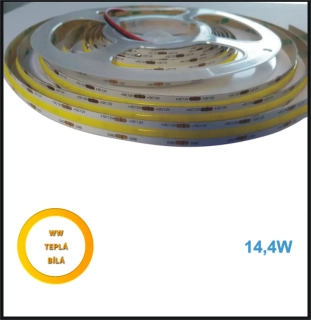 LED PÁSEK 12V, 14,4W, COB, TEPLÁ BÍLÁ- PROFI